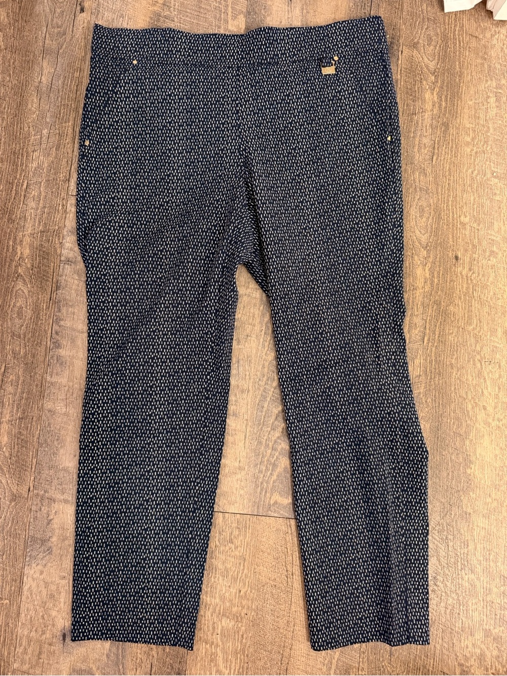 Rafaella Comfort Navy Patterned Stretch Ankle Pants Size 12